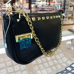 Black S Sling Bag with Chain Detail